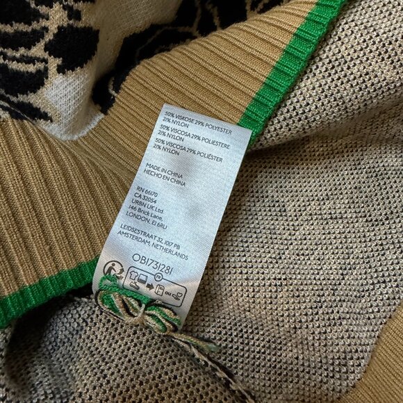 Maeve Anthropologie Floral Knit Mock Neck Half Zip Sweater Camel Black - Picture 8 of 11